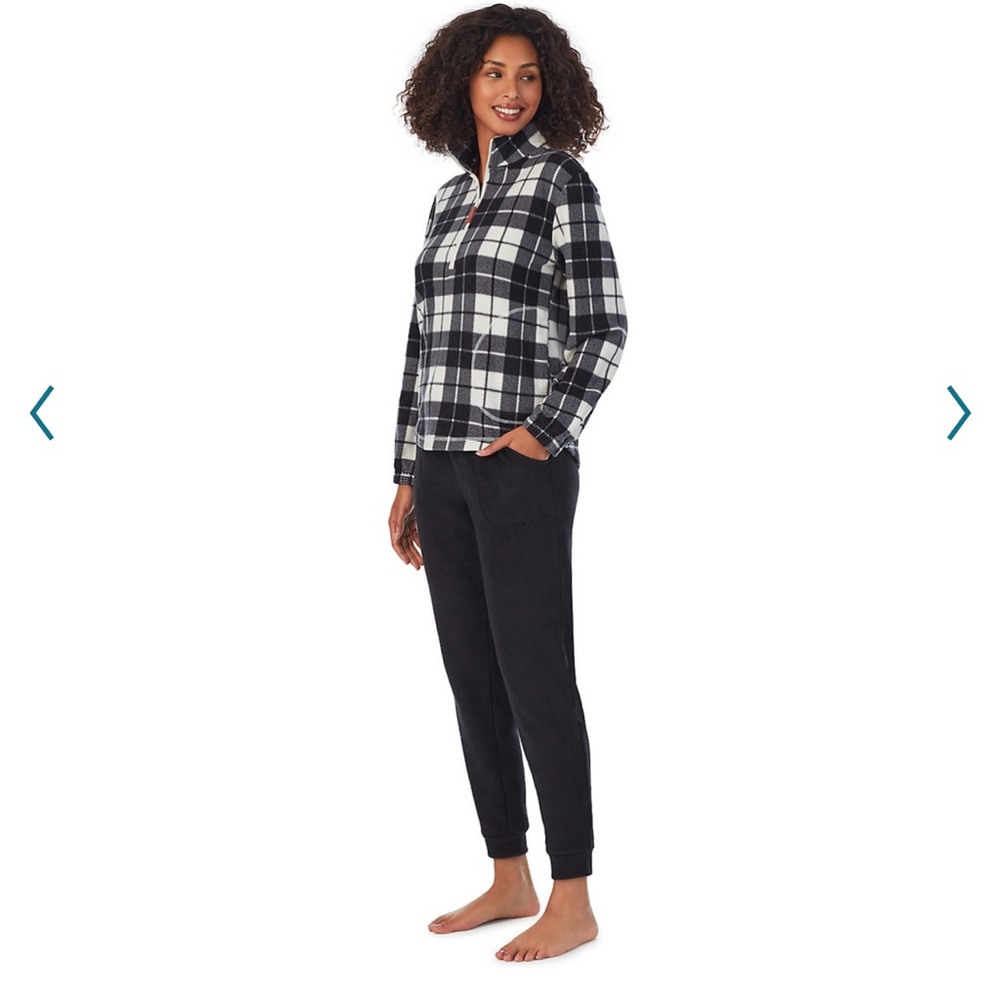 New women's Cuddl Duds fleece mockneck zip pajama top & pajama joggers set small